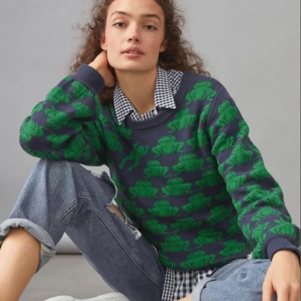 Rare! Anthropologie Frog Sweater Oversized